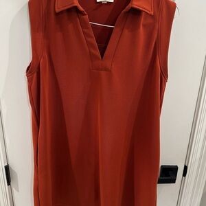 Entro burnt orange (rust) Sleeveless Midi Dress